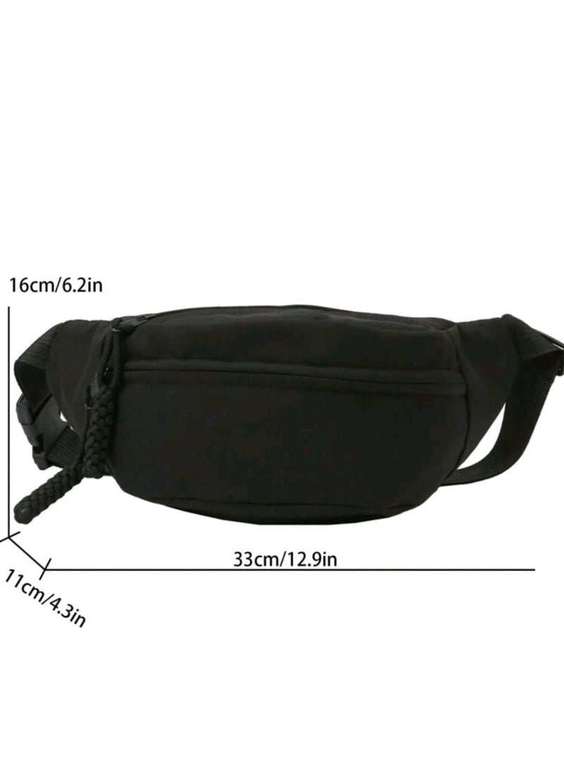 Shein Women's Solid Color Nylon Casual Fanny Pack With Multiple Pockets And Compartments For Outdoor Sports, Crossbody Chest Bag - Image 4